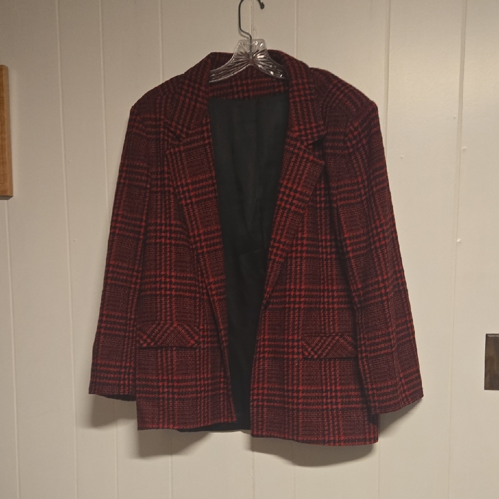 Red Plaid Blazer
